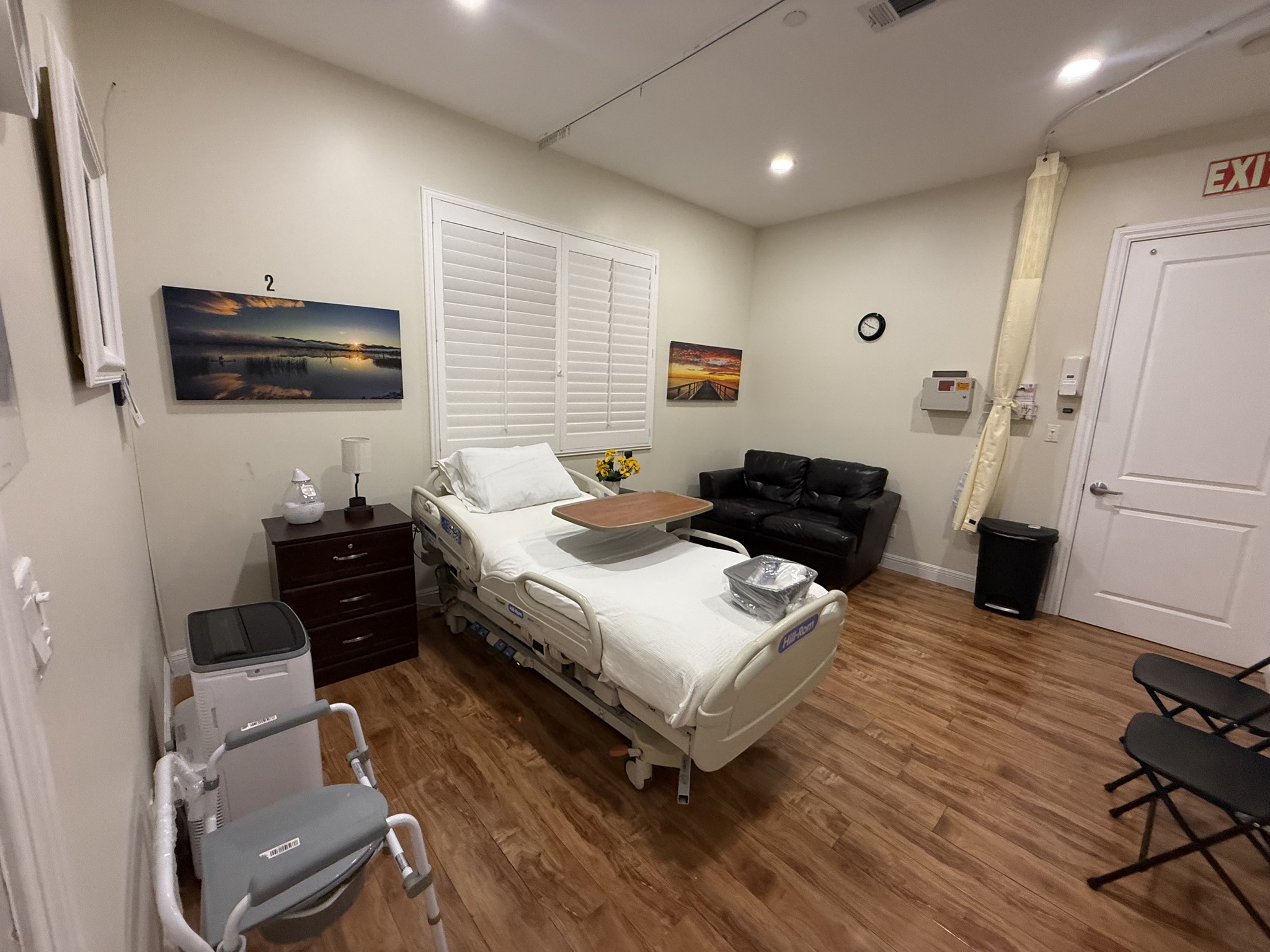 Private patient room with Hill-Rom bed