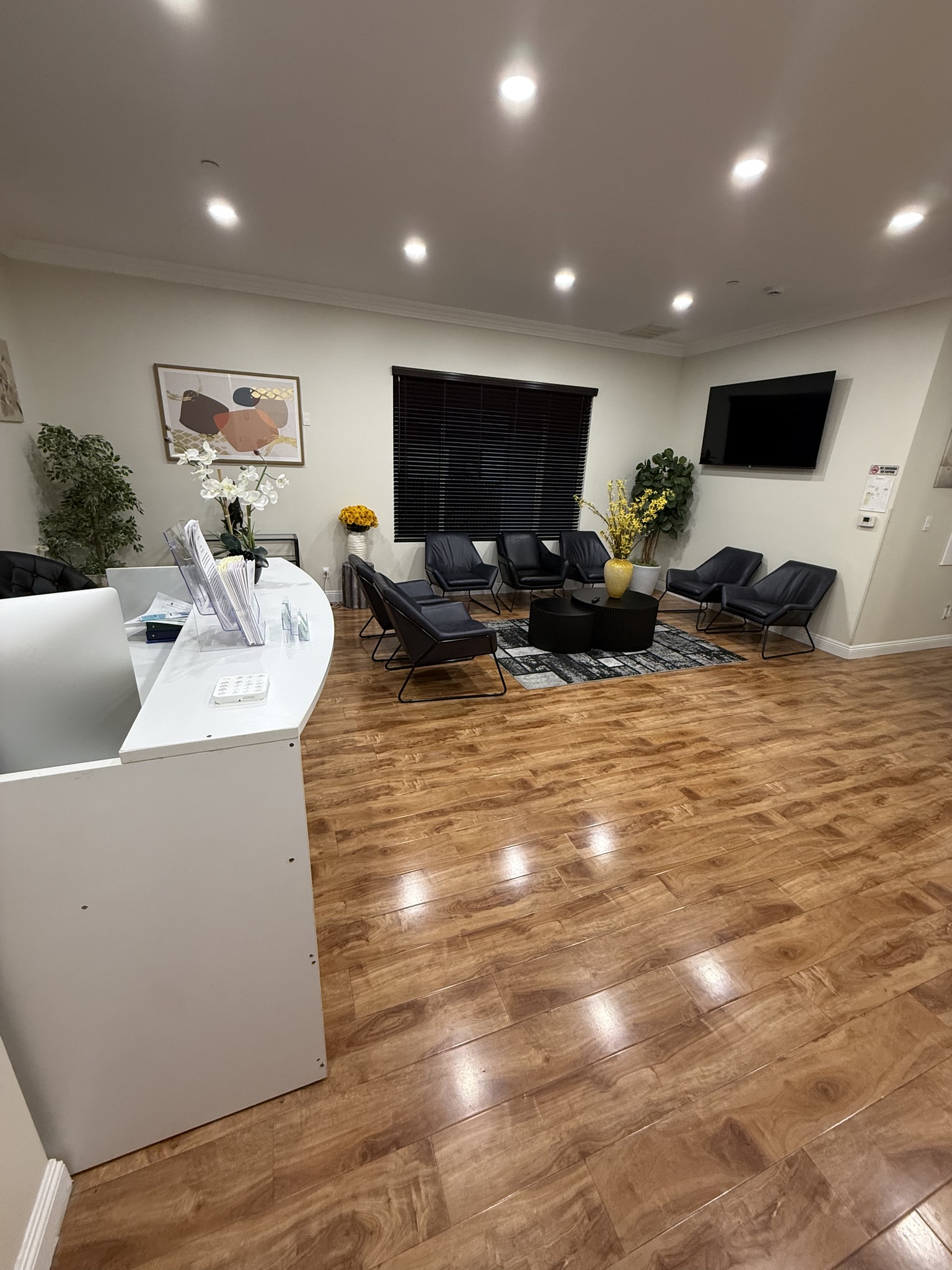 Reception desk and waiting area